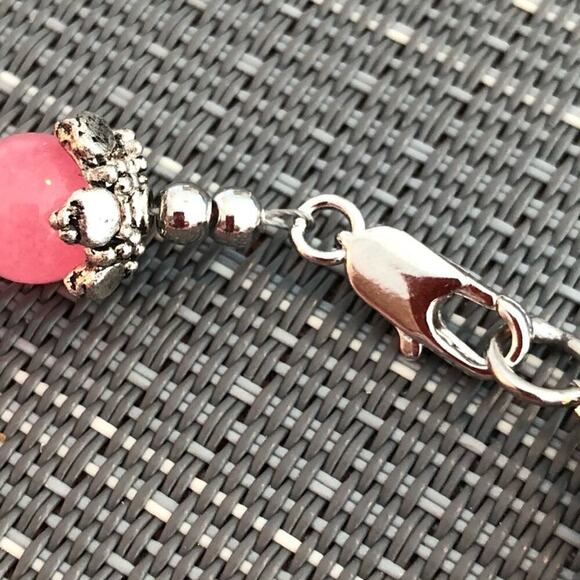 Girls: Pink Jade Beaded Charm Bracelet - Picture 4 of 4